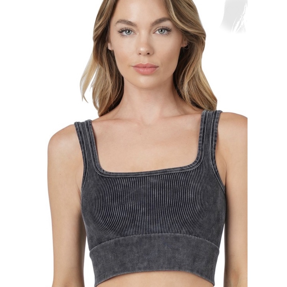 Zenana Washed Cropped Tank